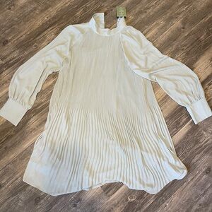 H&M Pleated Chiffon Dress Light Blue/grey New with tags